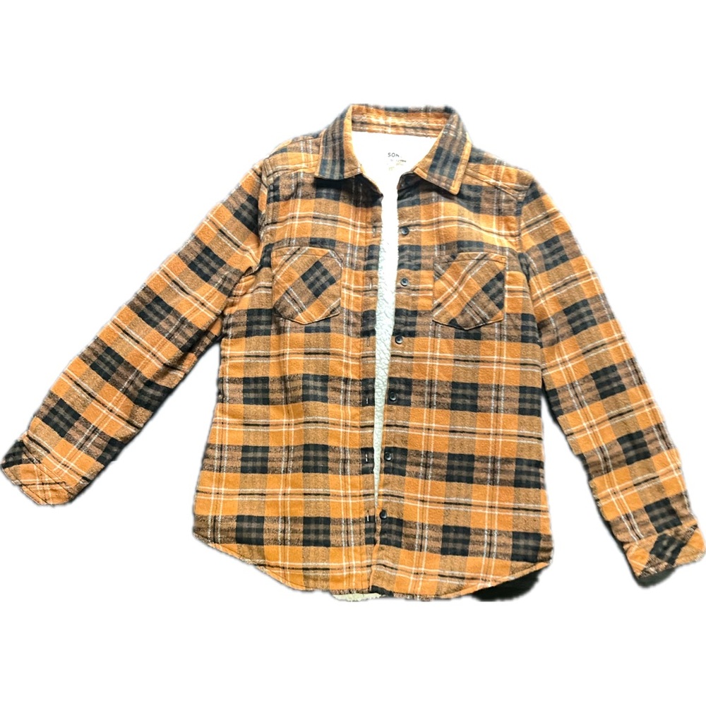 Fleece button up flannel shirt